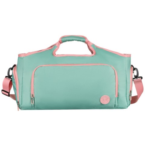 Miętowo-różowa, weekendowa torba podróżna z komorą termiczną na obuwie - Peterson