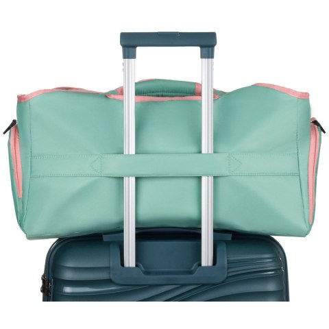 Miętowo-różowa, weekendowa torba podróżna z komorą termiczną na obuwie - Peterson