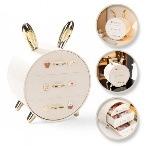 Organizer szkatułka na kosmetyki, biżuterię BUNNY ze złotymi uszkami CB60 Organizer szkatułka na kosmetyki, biżuterię BUNNY ze złotymi uszkami CB60