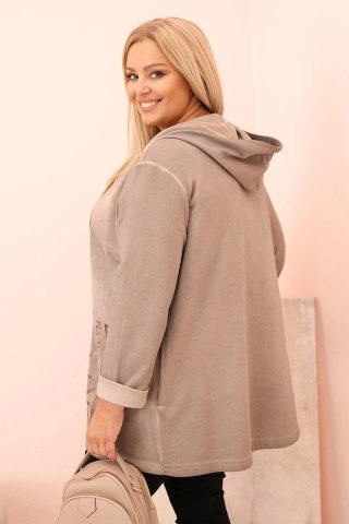 Bluza damska Plus Size dekatyzowana z kapturem i nadrukiem BKLYN fango