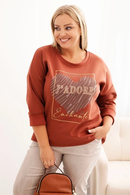 Bluza damska Plus Size z nadrukiem 3D ruda J’ADORE | Stylowy Wieszak