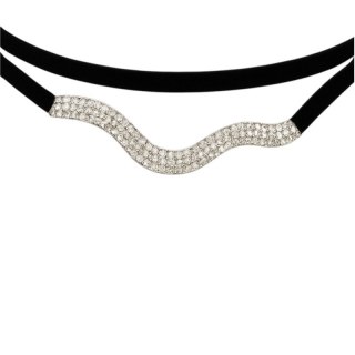 NASZYJNIK CHOKER PASKI CZARNY, CYRKONIE N330