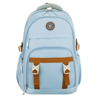 Błękitny plecak szkolny Peterson z przegrodą na laptopa i wieloma kieszeniami