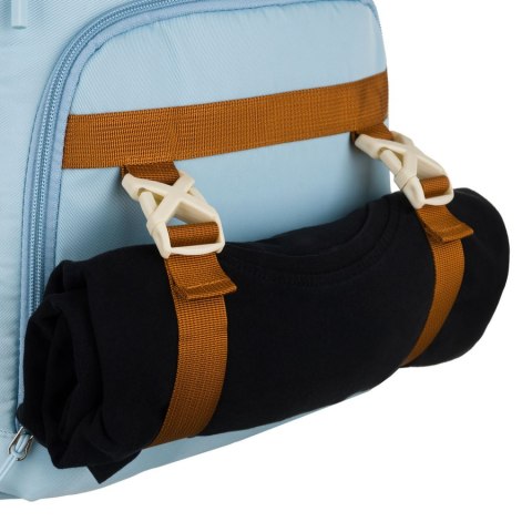 Plecak szkolny błękitny z kieszeniami i paskami kompresyjnymi