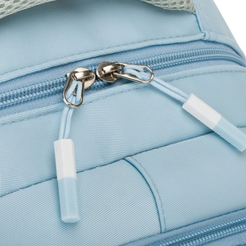 Plecak szkolny błękitny z kieszeniami i paskami kompresyjnymi