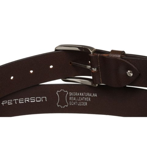 Pasek męski Peterson szeroki skórzany w kolorze brązowym – elegancki dodatek
