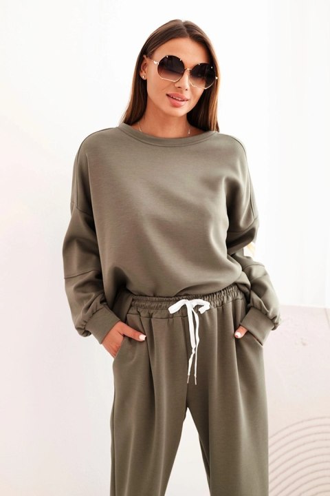 Komplet damski khaki LOVE – bluza oversize i spodnie
