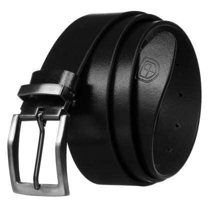 Pasek męski skórzany Peterson czarny z klasyczną klamrą