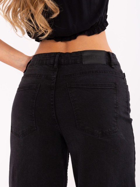 modne jeansy damskie SUBLEVEL wide leg casual czarne XXL
