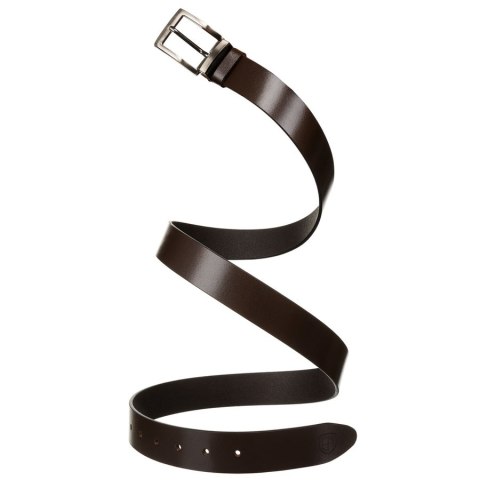 Pasek męski skórzany w kolorze brązowym z klasyczną metalową klamrą Peterson