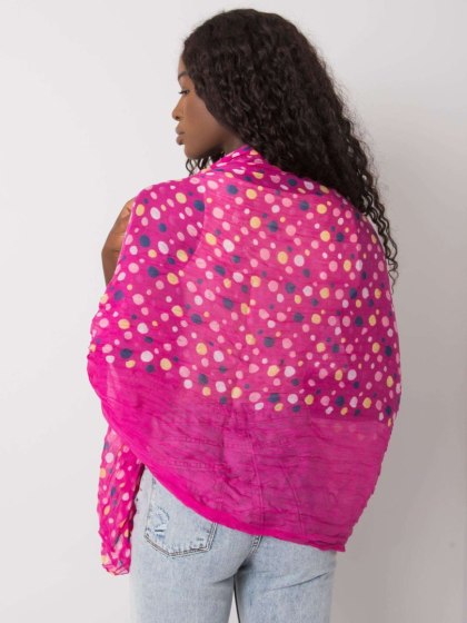 Fuksjowa chusta damska w grochy – lekka wiskozowa apaszka 180x82 cm