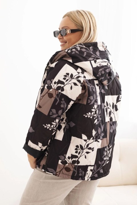Czarna kurtka damska Plus Size oversize z kapturem i wydłużonym tyłem