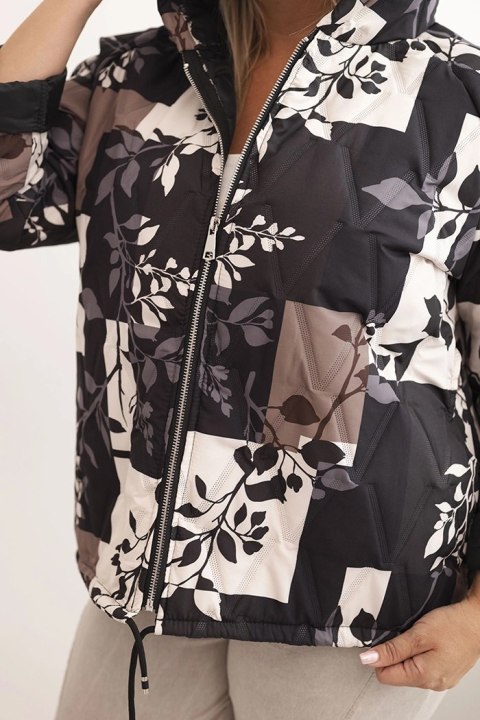 Stylowa kurtka damska czarna Plus Size, fason oversize z kapturem