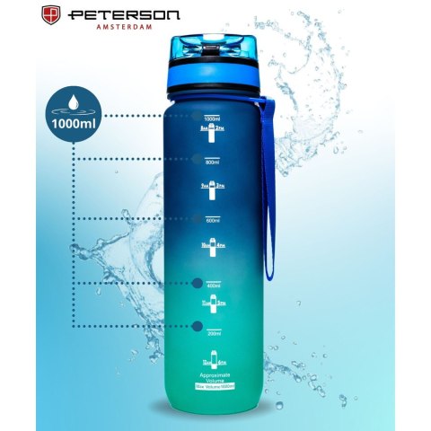 Niebiesko-zielony, tritanowy bidon na wodę o pojemności 1000 ml - Peterson