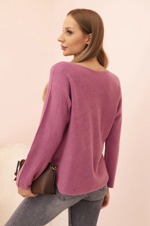 Elegancki sweter damski z wiskozą, kolor ciemno różowy