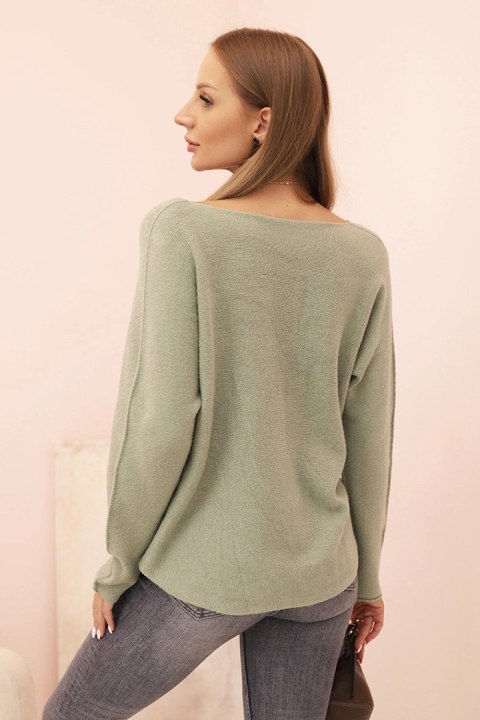 Elegancki sweter damski z wiskozą, kolor jasny khaki