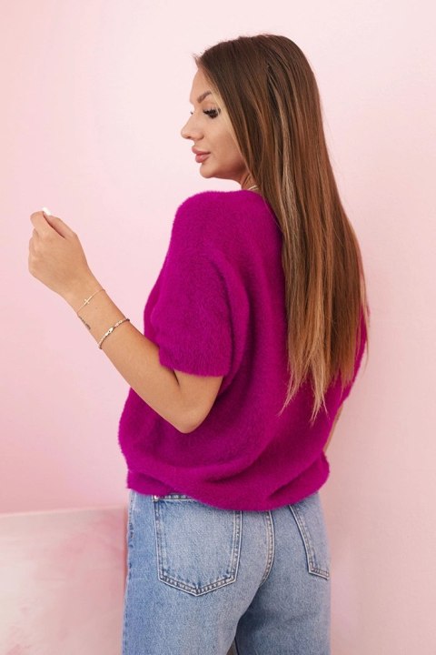 Stylowy sweter damski z miękkiego włosia w kolorze ciemno fioletowym