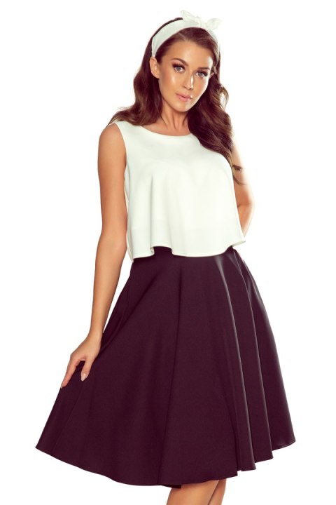 266-2 Rozkloszowana spódnica MIDI z kieszonkami - CZARNA - XXL