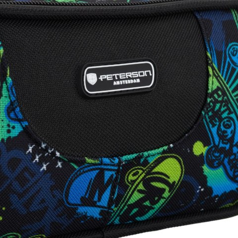 Dwukomorowy piórnik młodzieżowy w sportowym stylu deskorolki