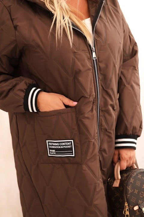 kurtka damska jesienna plus size czekoladowa