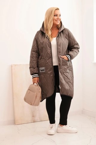 Kurtka damska Plus Size pikowana z kapturem i sportowymi mankietami fango – Stylowy Wieszak