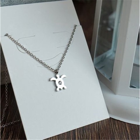 Naszyjnik stal chirurgiczna żółwik kryształ