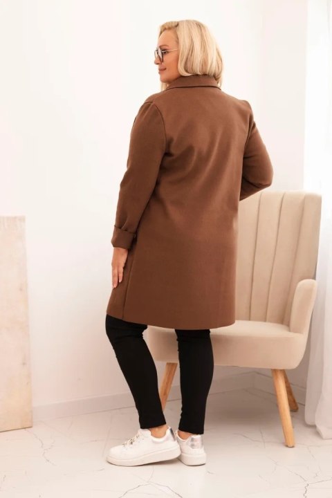 Klasyczny płaszcz damski brązowy Plus Size – Stylowy Wieszak