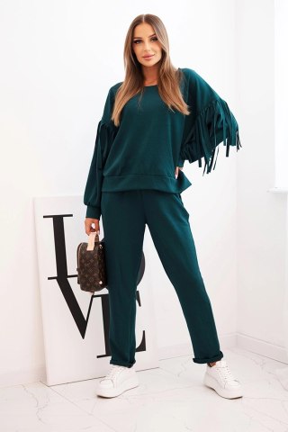 Komplet damski morski z frędzlami oversize elegancki włoski – Stylowy Wieszak