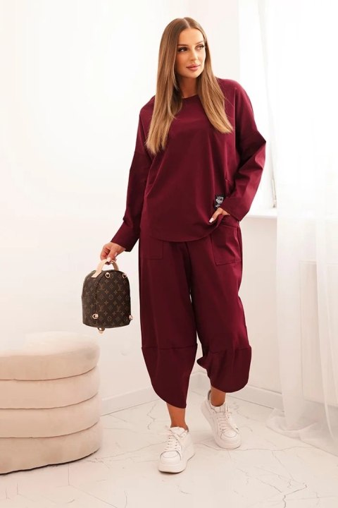 Komplet new punto bluza + spodnie śliwkowy