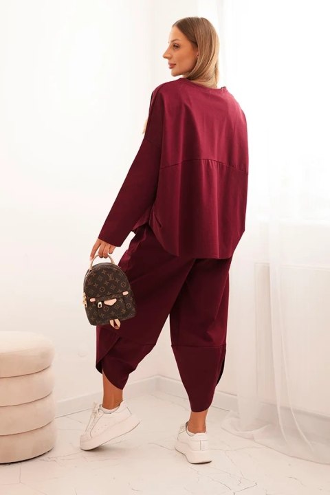 Komplet new punto bluza + spodnie śliwkowy