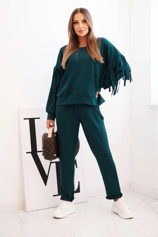 Komplet damski morski z frędzlami oversize elegancki włoski – Stylowy Wieszak