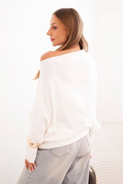 Sweter damski ecru oversize nietoperz asymetryczny wiskozowy – Stylowy Wieszak