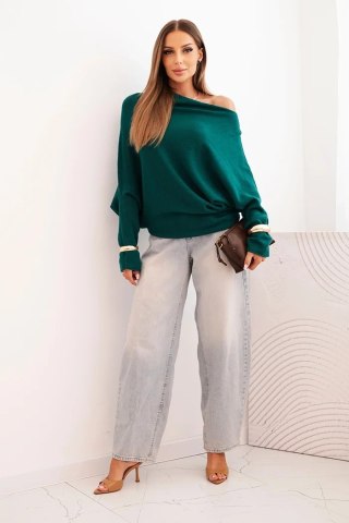 Sweter damski jasny morski oversize nietoperz asymetryczny wiskozowy – Stylowy Wieszak