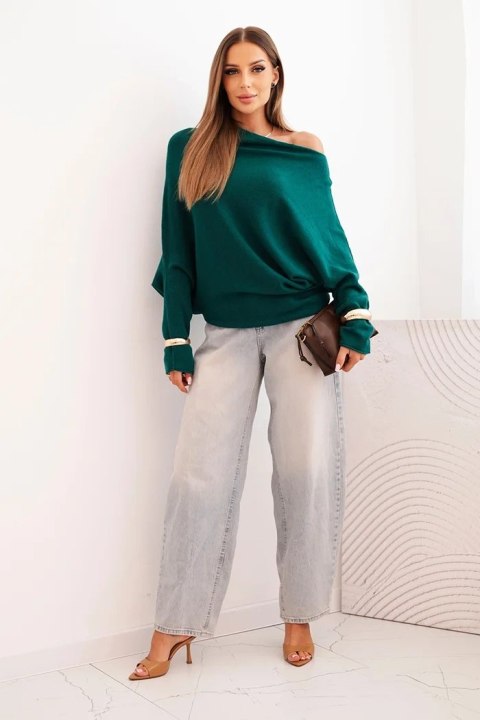 Sweter damski jasny morski oversize nietoperz asymetryczny wiskozowy – Stylowy Wieszak