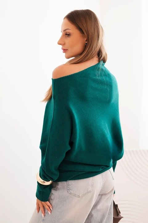 Sweter damski jasny morski oversize nietoperz asymetryczny wiskozowy – Stylowy Wieszak