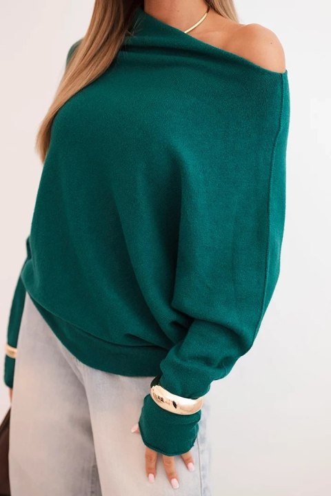 Sweter damski jasny morski oversize nietoperz asymetryczny wiskozowy – Stylowy Wieszak