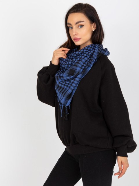 elegancka chusta damska w kratę granatowo czarną
