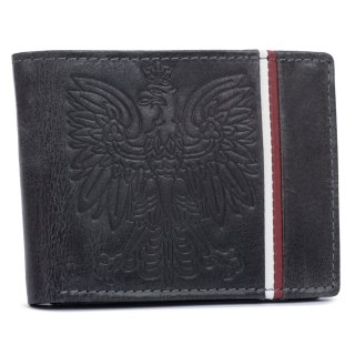 Patriotyczny portfel męski skórzany z orłem i ochroną RFID – duży, pojemny