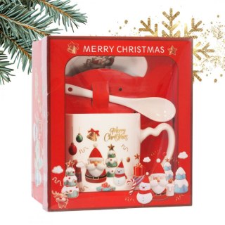 KUBEK ŚWIĄTECZNY - zestaw w pudełku ze spodkiem i łyżeczką 400 ml KB20WZ3