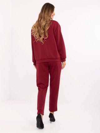 Bordowy komplet damski casual z ozdobną gumką ADELA – Stylowy Wieszak