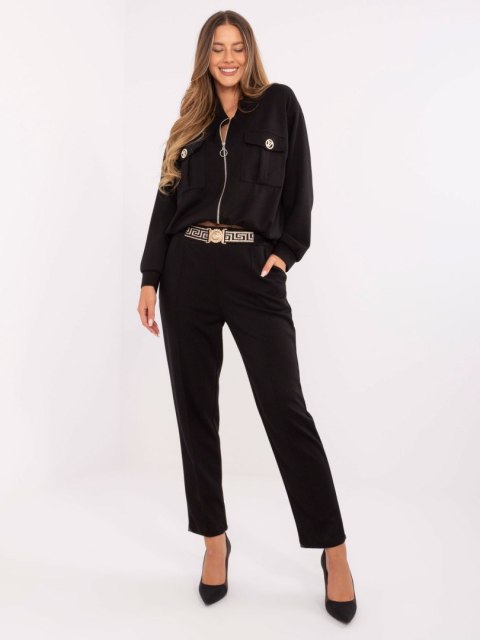 Komplet damski czarny casual bluza na zamek i spodnie – Stylowy Wieszak