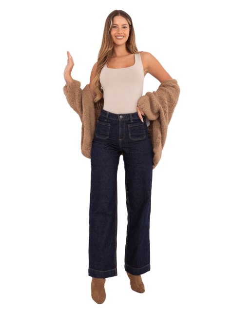 Spodnie D80018BB62456D298 granatowy S