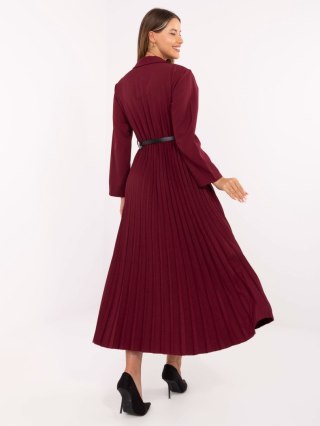 Bordowa elegancka sukienka maxi z ozdobnym guzikiem ITALY MODA – Stylowy Wieszak