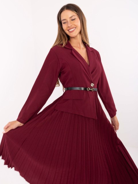 Elegancka sukienka damska rozkloszowana bordowa – Stylowy Wieszak
