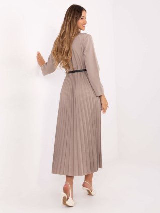 Ciemno beżowa wizytowa sukienka maxi z marynarkową górą ITALY MODA – Stylowy Wieszak
