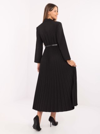 Czarna elegancka sukienka maxi z plisowanym dołem ITALY MODA – Stylowy Wieszak