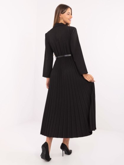 Czarna elegancka sukienka maxi z plisowanym dołem ITALY MODA – Stylowy Wieszak