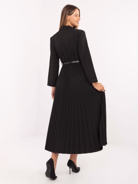 Czarna elegancka sukienka maxi z plisowanym dołem ITALY MODA – Stylowy Wieszak