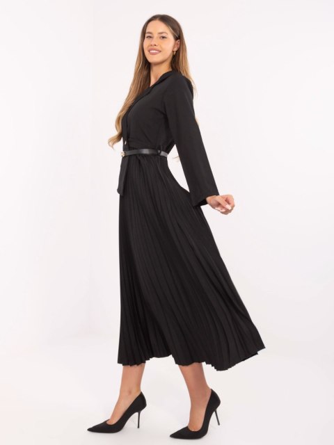 Elegancka sukienka damska plisowana czarna ITALY MODA – Stylowy Wieszak