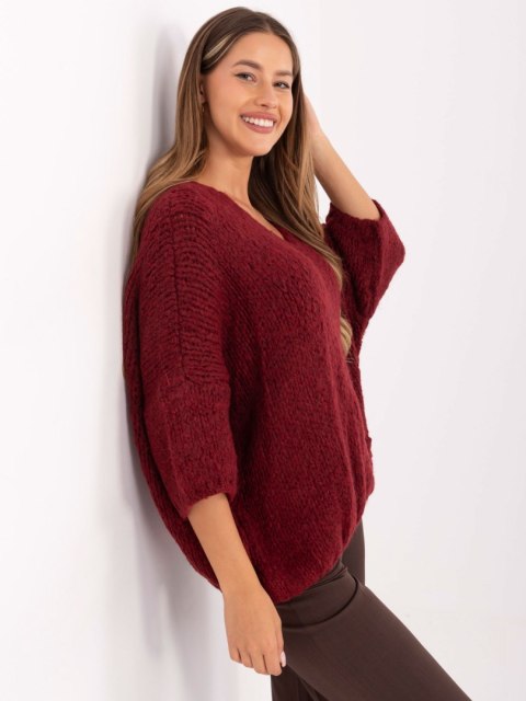 Bordowy sweter z luźnym krojem casual – Stylowy Wieszak